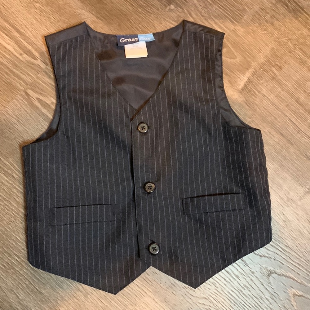 Boys Vest 3T pinstripe black purple